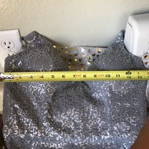 Mori lee silver sequin gown